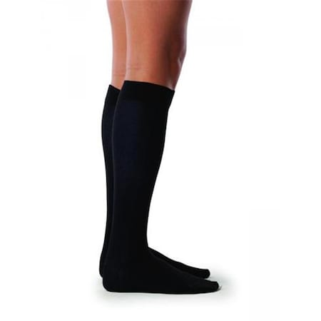 Sea Island Cotton 20-30 MmHg Womens Closed Toe Socks- Black - Extra Large- Short